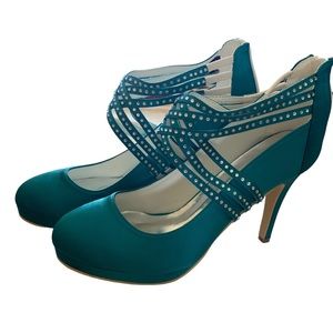 NWT Elegant Park teal green formal shoe sz 40